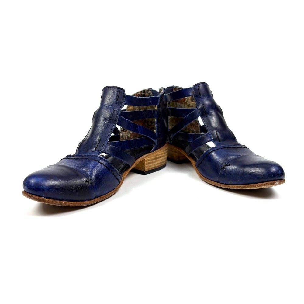 Freebird by Steven Hope Ankle Booties Womens‎ Sz 8 Cobalt Blue Strappy Back Zip